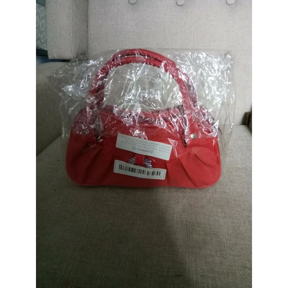 Women's Girls Small Red Mini Handbag Double Zipper Double Handles....Access)